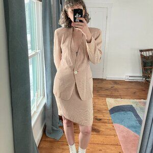 vintage blush pinstripe Elie Tahari skirt set